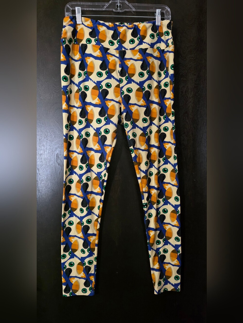 LuLaRoe Tall&Curvy Sizes 12-18 Birds Green Eyes Leggings-Blue, Orange & Cream